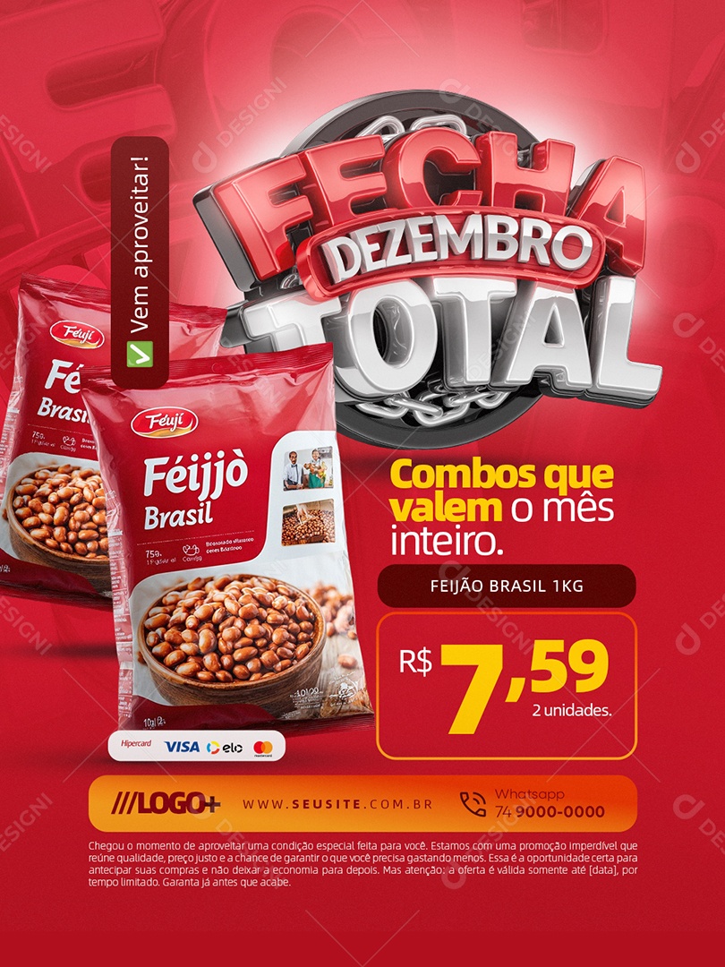 Fecha Dezembro Total Supermercado Social Media PSD Editável