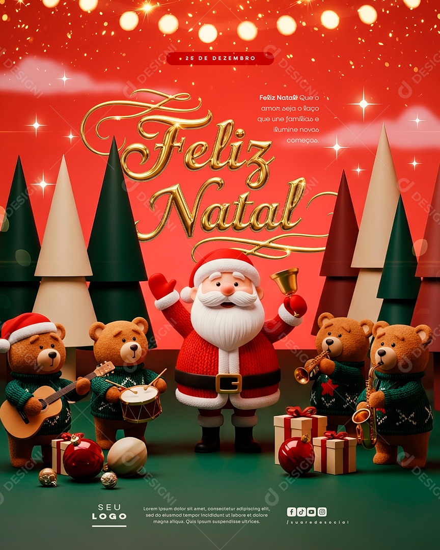 Feliz Natal 25 de Dezembro Amor Social Media PSD Editável