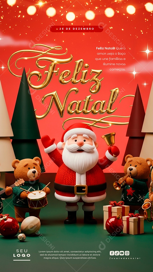 Feliz Natal 25 de Dezembro Amor Story Social Media PSD Editável