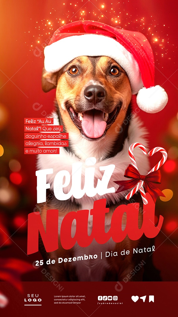 Feliz Natal 25 de Dezembro Feliz Au Au Story Social Media PSD Editável
