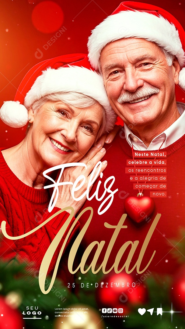 Feliz Natal 25 de Dezembro Neste Natal Story Social Media PSD Editável