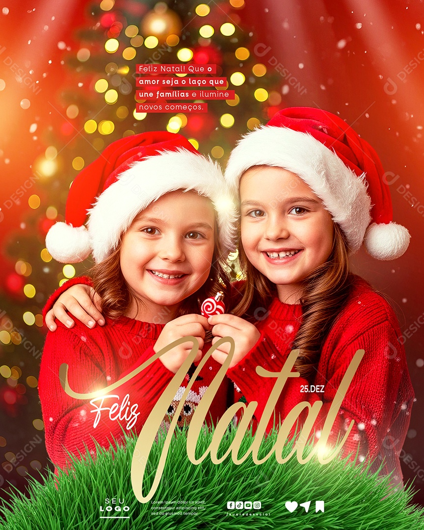 Feliz Natal 25 de Dezembro O Amor Seja o Laço Social Media PSD Editável