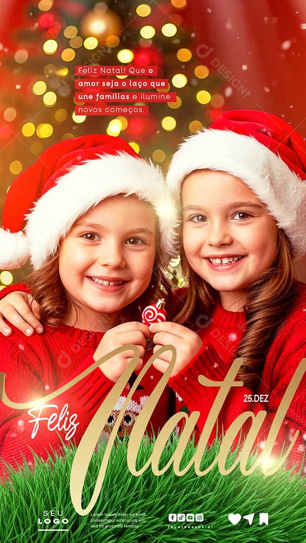 Feliz Natal 25 de Dezembro O Amor Seja o Laço Story Social Media PSD Editável