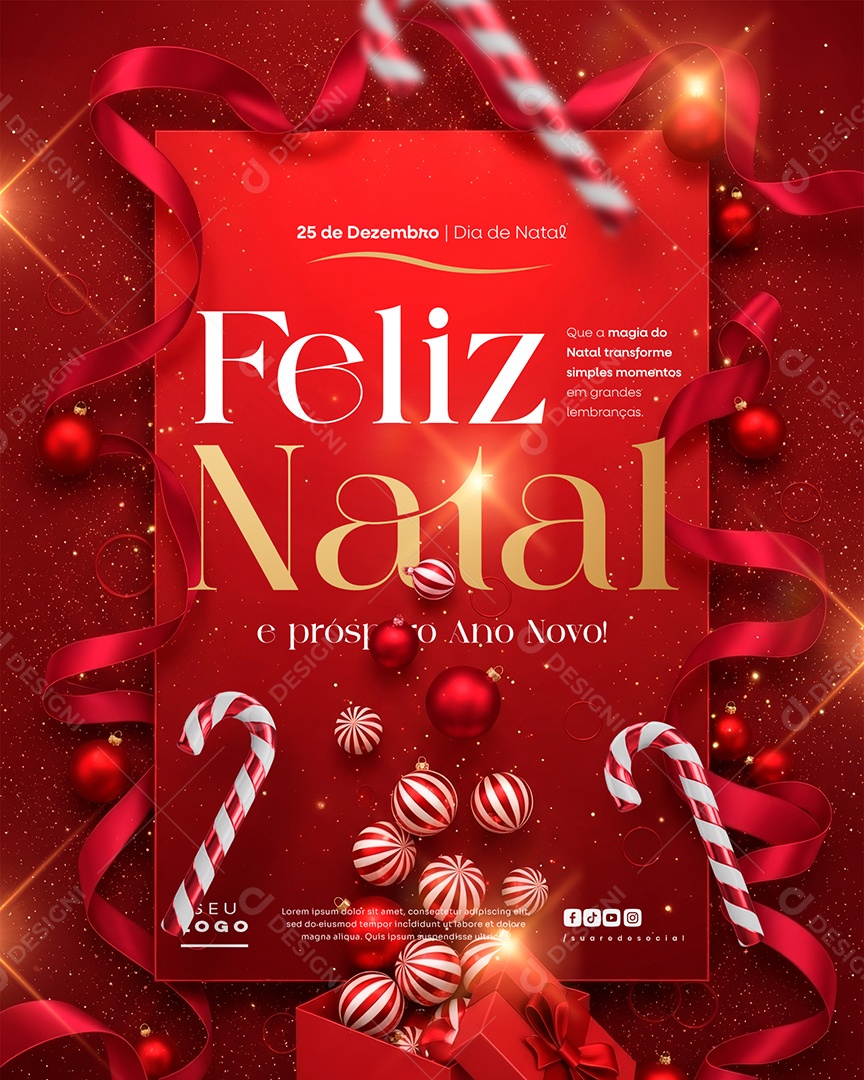 Feliz Natal 25 de Dezembro Próspero Ano Novo Dia de Natal Social Media PSD Editável