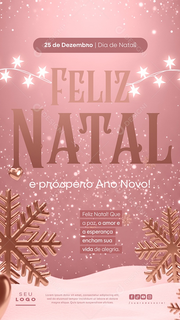 Feliz Natal 25 de Dezembro Próspero Ano Novo EnCham Sua Vida Story Social Media PSD Editável