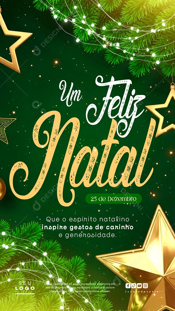 Feliz Natal 25 de Dezembro Próspero Ano Novo Gesteos de Carinho Story Social Media PSD Editável