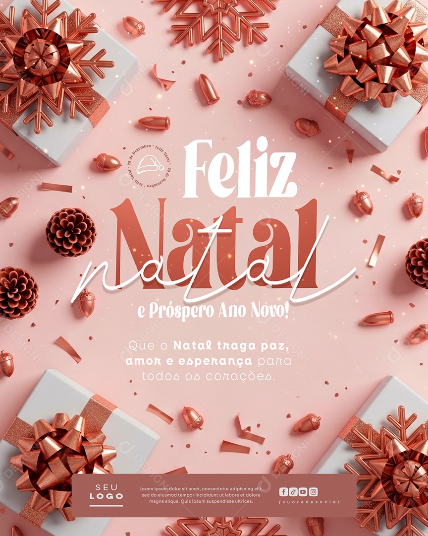 Feliz Natal 25 de Dezembro Próspero Ano Novo Natal Traga Paz Social Media PSD Editável