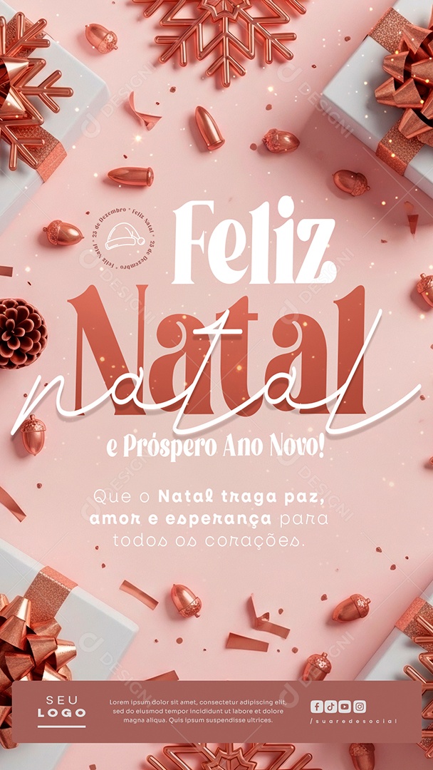 Feliz Natal 25 de Dezembro Próspero Ano Novo Natal Traga Paz Story Social Media PSD Editável