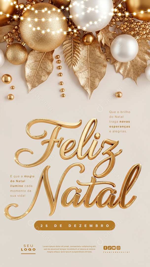 Feliz Natal 25 de Dezembro Próspero Ano Novo Que o Brilho Story Social Media PSD Editável