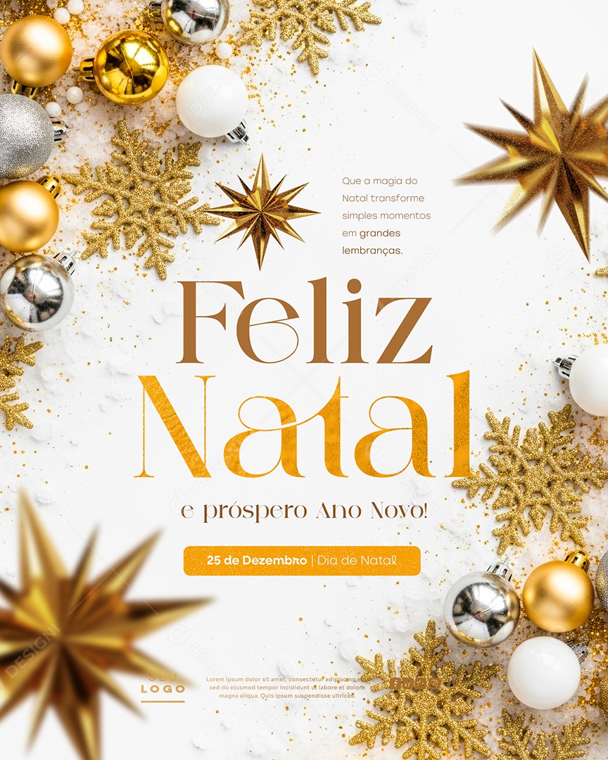 Feliz Natal 25 de Dezembro Próspero Ano Novo Simples Momentos Social Media PSD Editável