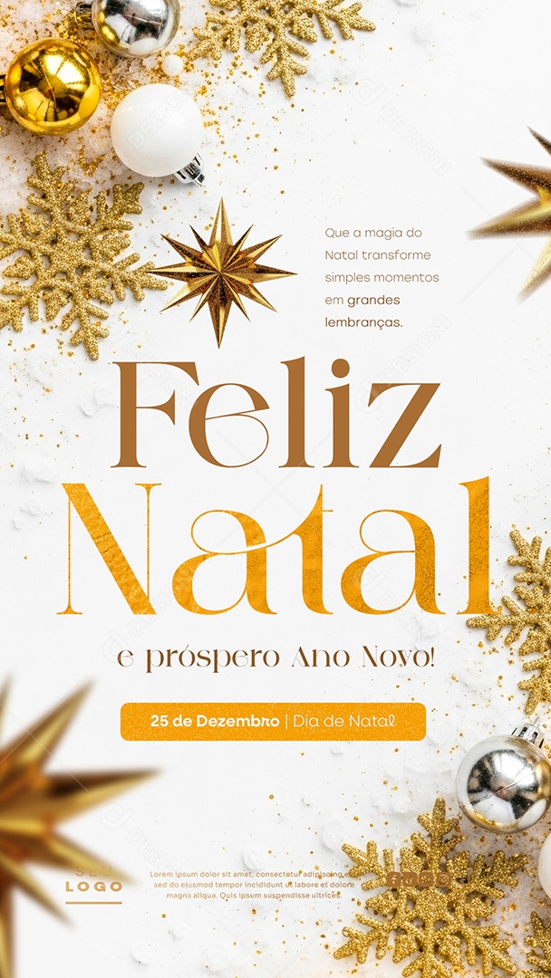 Feliz Natal 25 de Dezembro Próspero Ano Novo Simples Momentos Story Social Media PSD Editável