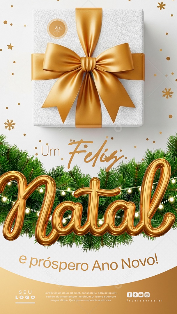 Feliz Natal 25 de Dezembro Próspero Ano Novo Story Social Media PSD Editável