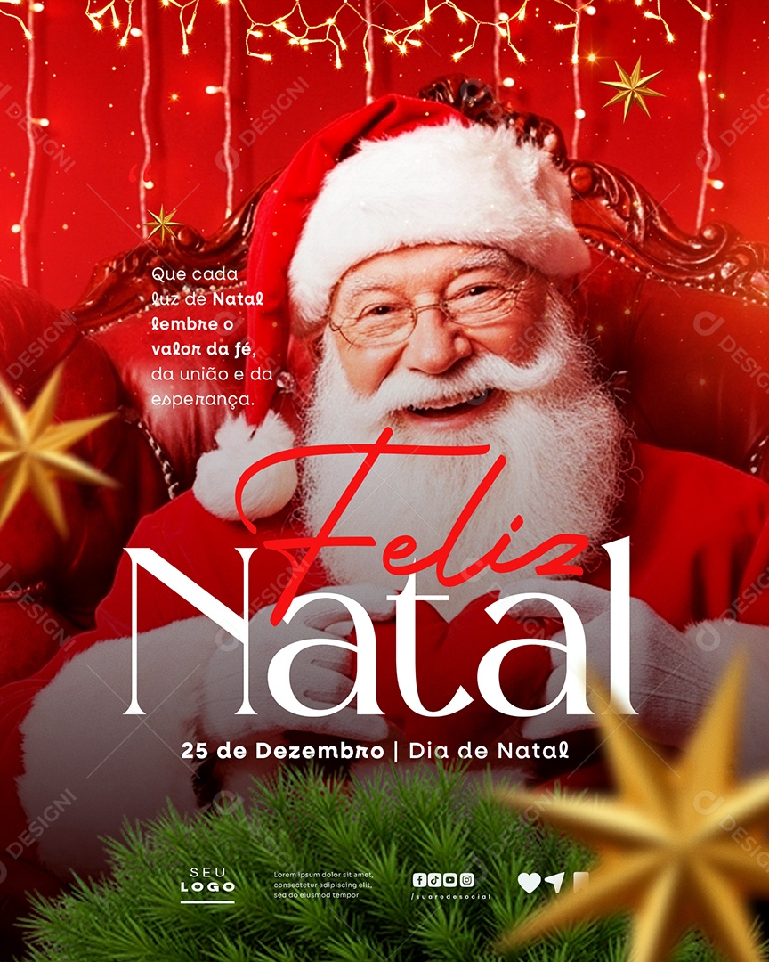 Feliz Natal 25 de Dezembro Que Cada Luz Social Media PSD Editável