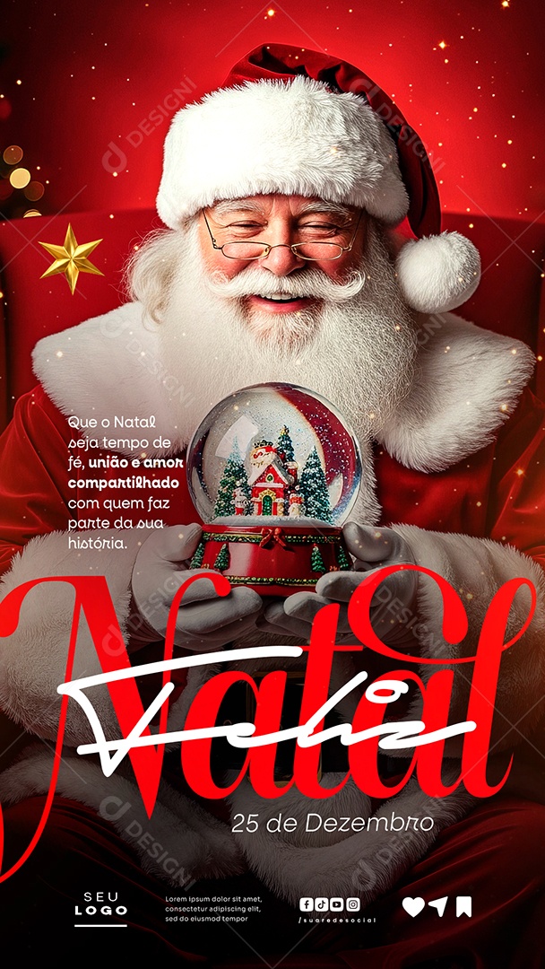 Feliz Natal 25 de Dezembro Que o Natal Story Social Media PSD Editável