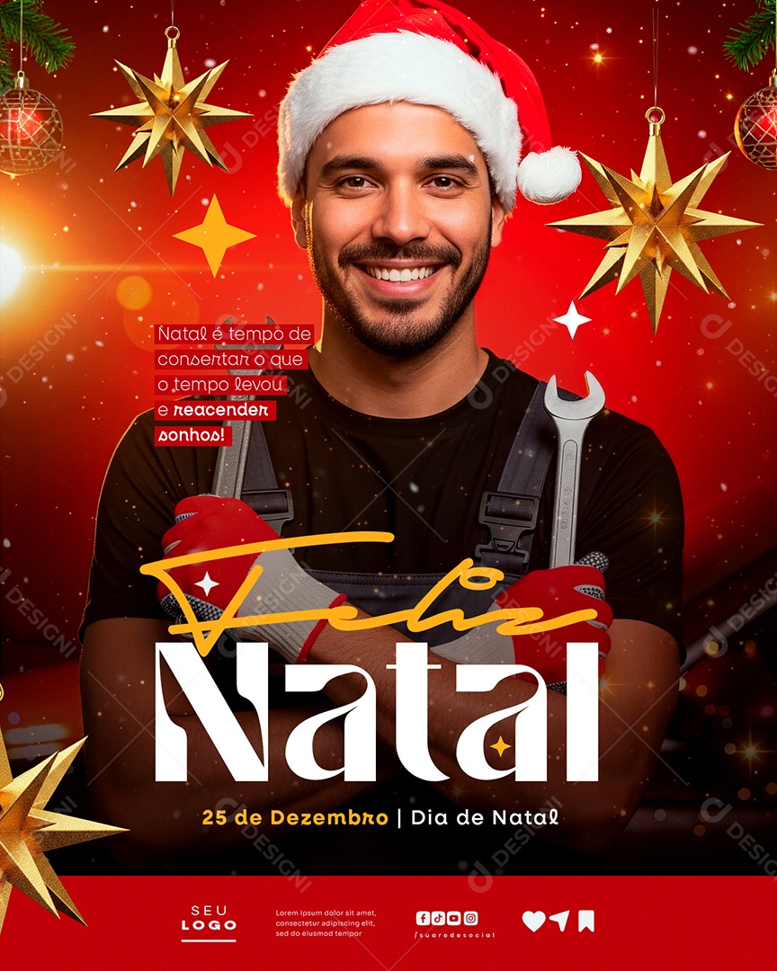Feliz Natal 25 de Dezembro Reacender Sonhos Social Media PSD Editável