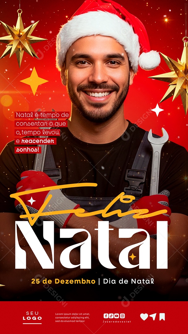 Feliz Natal 25 de Dezembro Reacender Sonhos Story Social Media PSD Editável