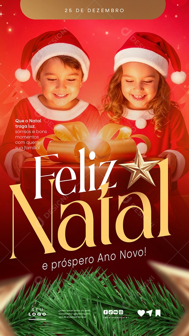Feliz Natal 25 de Dezembro Traga Luz Story Social Media PSD Editável