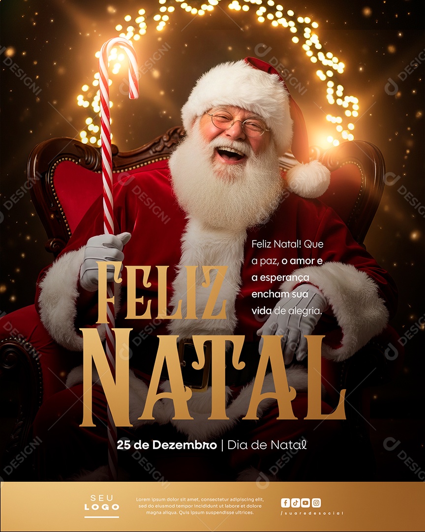 Feliz Natal 25 de Dezembro Vida de Alegia Social Media PSD Editável