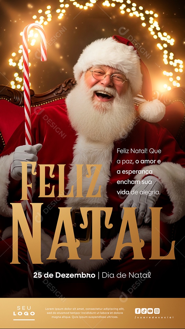 Feliz Natal 25 de Dezembro Vida de Alegia Story Social Media PSD Editável