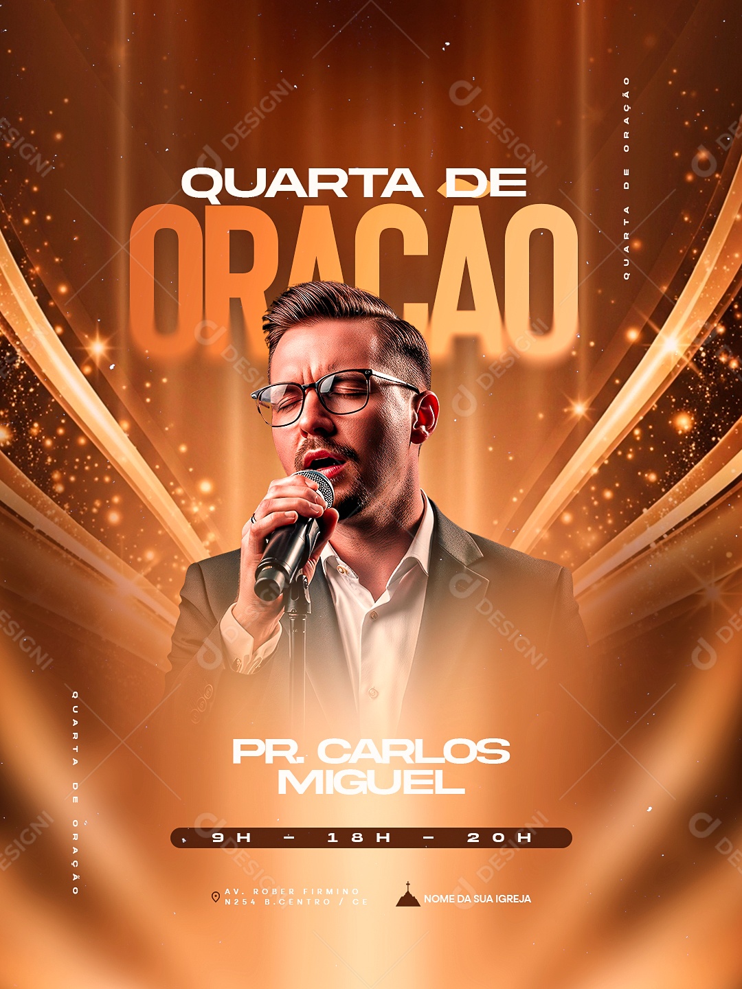 Social Media Gospel Quarta De Oração PSD Editável