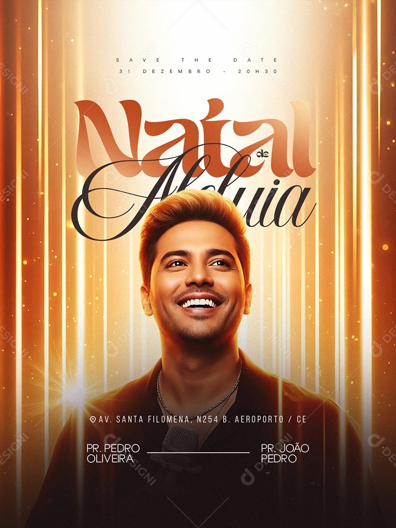 Flyer Gospel Culto Natal de Aleluia Social Media PSD Editável