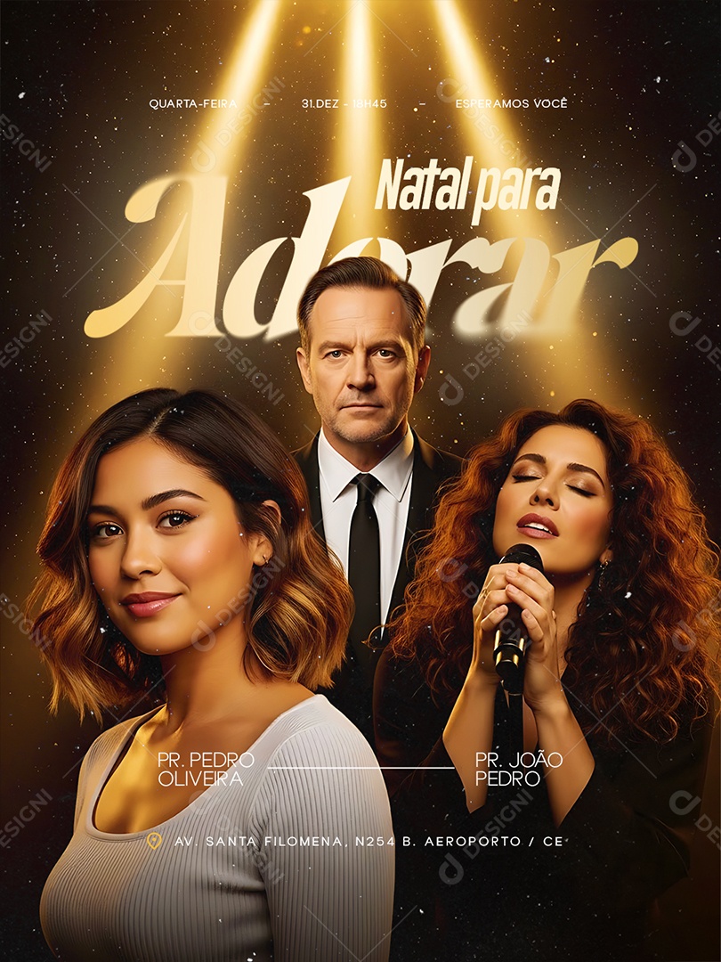 Flyer Gospel Culto Natal Para Adorar Social Media PSD Editável