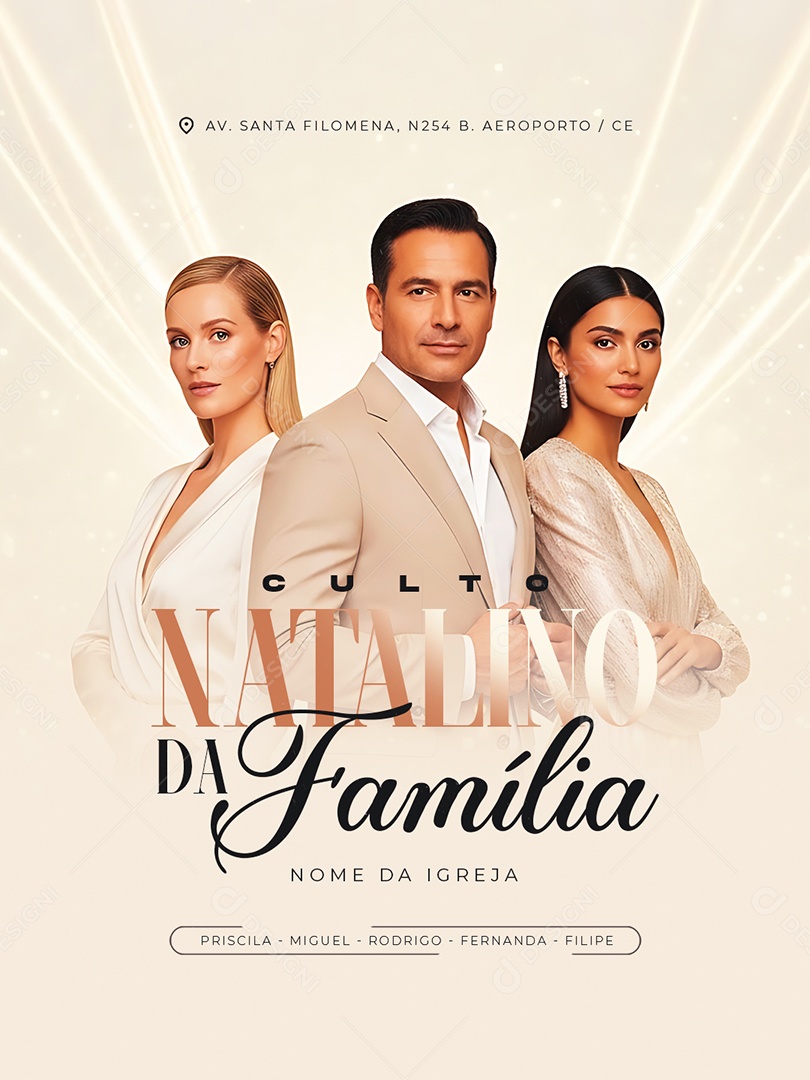 Flyer Gospel Culto Natalino da Familia Social Media PSD Editável