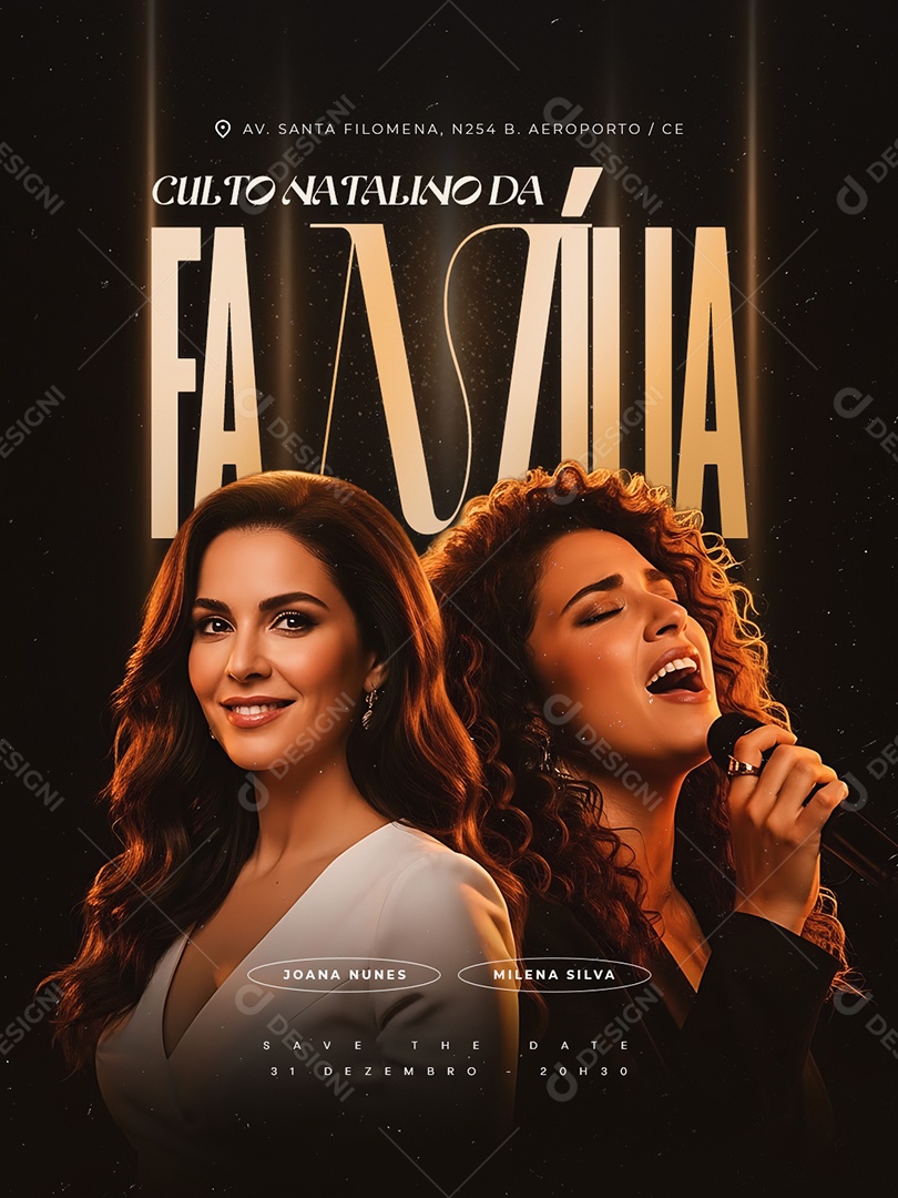 Flyer Gospel Culto Natalina da Familia Social Media PSD Editável