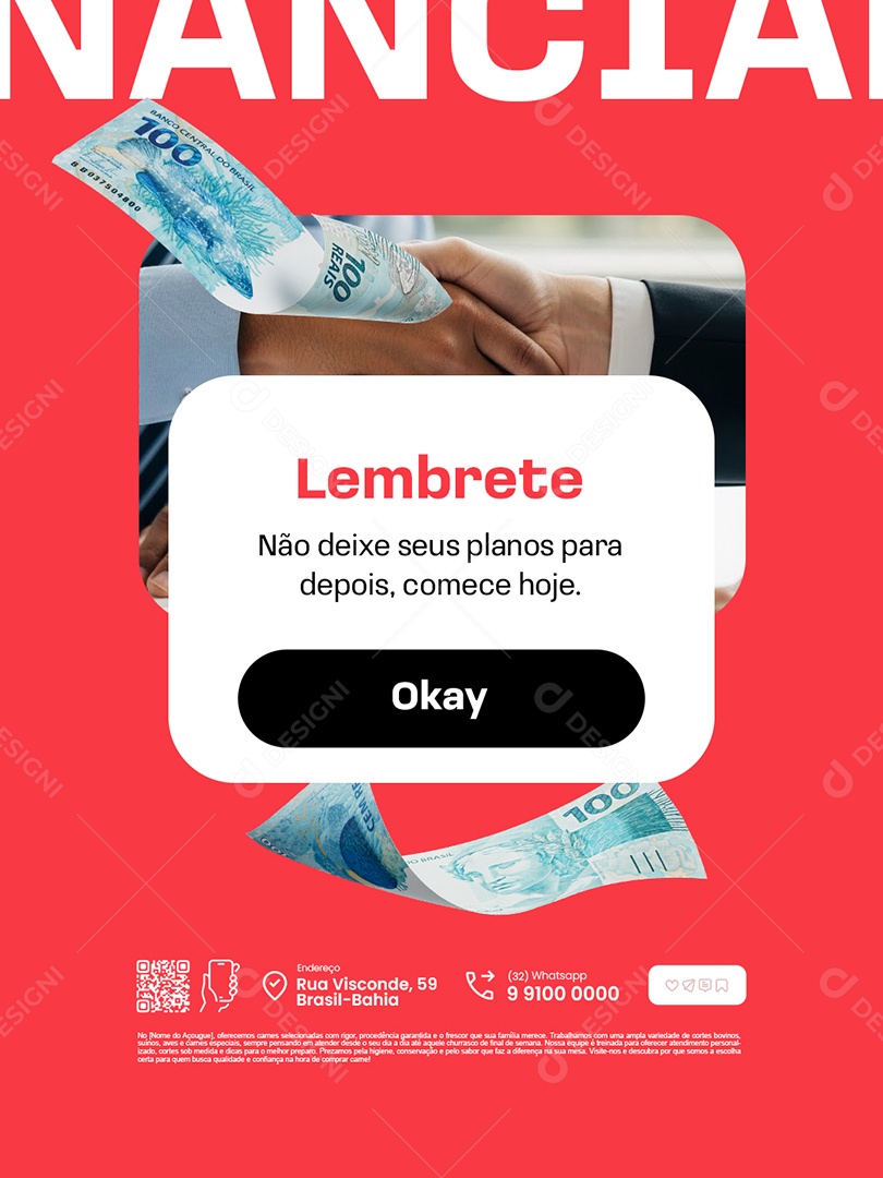 Financiadora Lembrete Social Media PSD Editável