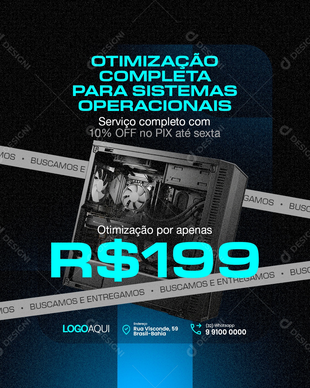 Manutenção Computador Otimização Completa Técnica Social Media PSD Editável