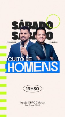 Sábado Culto de Homens com Pr. Carlos e Pr. Lucas PSD Editável