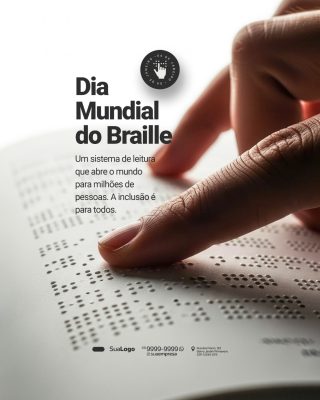 Dia Mundial do Braille 04 de Janeiro Banner Inclusão PSD Editável