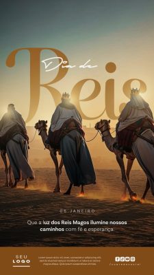 Dia de Reis 06 de Janeiro Mensagem Iluminada PSD Editável