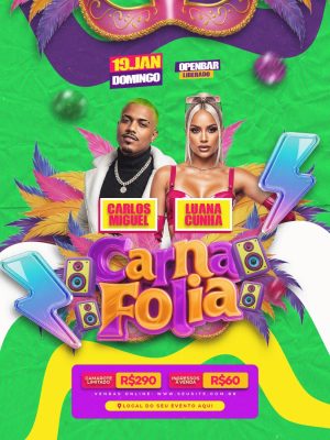 Carnaval Carnafolia Domingo Open Bar Liberado PSD Editável