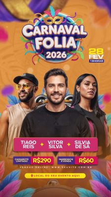 Carnaval Folia 2026 Ingressos Artistas Próximos Shows PSD Editável
