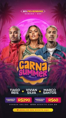 Carna Summer 20 de Fevereiro Com Tiago Reis e Vivian Silva PSD Editável