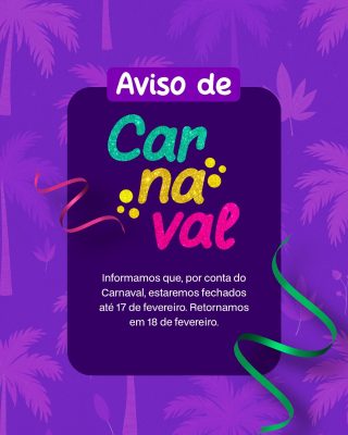 Carnaval Aviso de Fechamento até 17 de Fevereiro PSD Editável