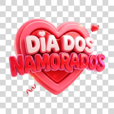 Selo 3D Dia dos Namorados Elemento Visual PNG Transparente