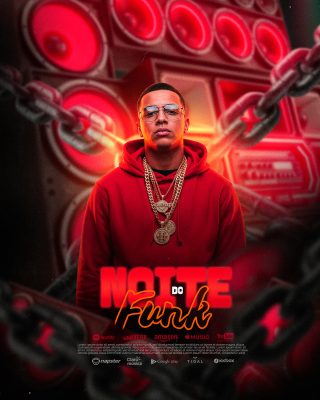 Festa Noite do Funk Mockup de Capa Vermelha PSD Editável