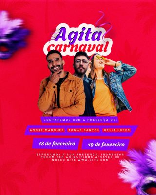 Carnaval Agita Carnaval André Marques flyer festivo PSD Editável