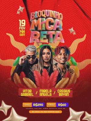  Próximos Shows Bloquinho Micareta 19 Fevereiro Flyer PSD Editável