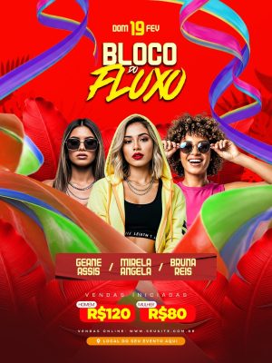 Carnaval  Próximos Shows Bloco do Fluxo  PSD Editável