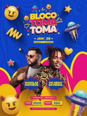  Próximos Shows Festa Bloco Toma Toma  PSD Editável