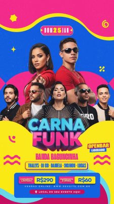  Próximos Shows Carna Funk 25 Janeiro Carnaval PSD Editável