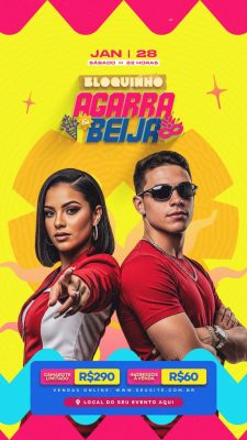 Carnaval  Próximos Shows Bloquinho Agarra & Beija  PSD Editável