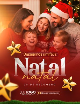 Feliz Natal Desejamos Social Media PSD Editável