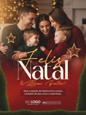 Feliz Natal e Boas Festas Social Media PSD Editável