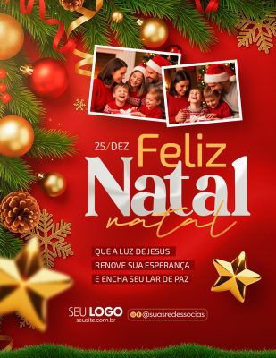 Feliz Natal Luz de Jesus Social Media PSD Editável