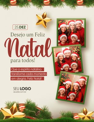 Feliz Natal Que o Espírito Social Media PSD Editável