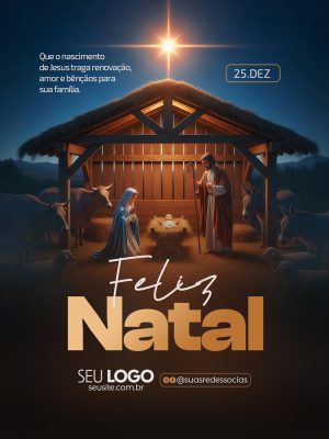 Feliz Natal Que o Nascimento Social Media PSD Editável